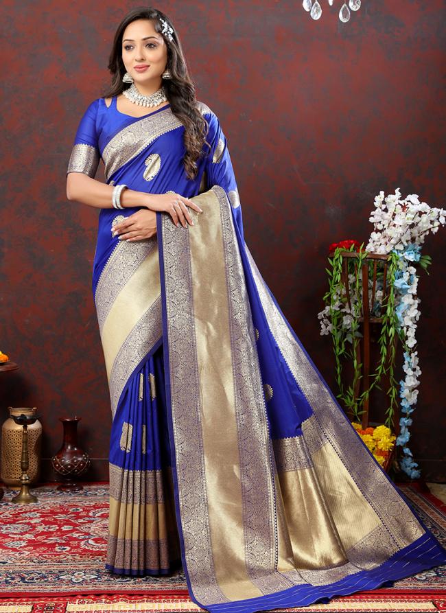 Soft Silk Blue Traditional Wear Weaving Saree